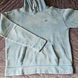 Hollister Cream and Light Blue Hoodie, Size M